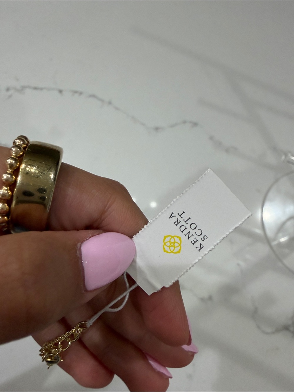 Kendra Scott Gold Necklace with Bright Pink Stone Pendant - Picture 4 of 4